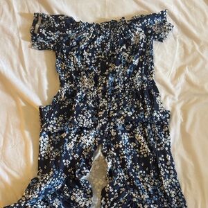 Navy Floral Off-Shoulder Maxi Dress